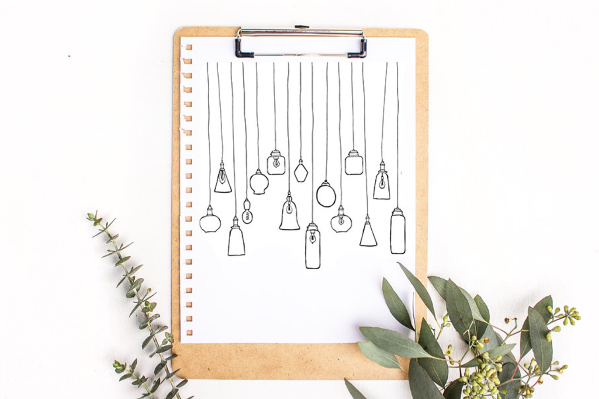 Hand Drawn Pendant Lamps, an Object Graphic by Interior Mockup Co (Photo 3 of 3)
