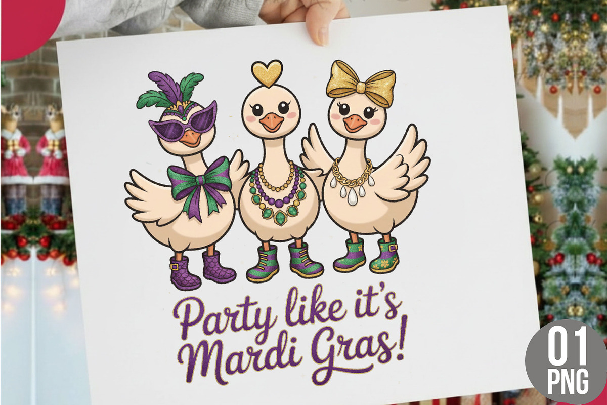 Funny Mardi Gras Goose Coquette Bow, an Illustration by Designking (Photo 1 of 5)