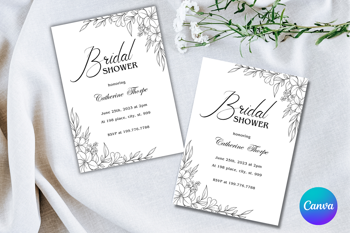 Bridal Shower Invitation Template, an Invitation Template by SimoDigitalArt (Photo 6 of 10)