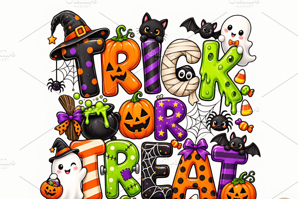 Trick or Treat Halloween PNG,, a Seasonal Illustration by Coco Bloom (Photo 1 of 3)