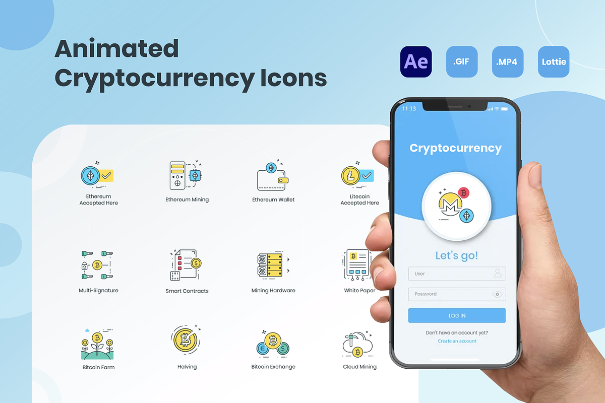 Animated Cryptocurrency Icon Set, an Icon by Flat Icons