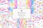 Rainbow Unicorn Digital Paper, a Pattern Graphic by GlamArtZhanna (Thumbnail 1 of 4)