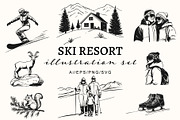 Winter Mountain Ski Resort Set, an Object Graphic by NatalieArtShop (Thumbnail 1 of 12)
