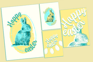 Happy Easter Rabbit Print Set, a Print Template by McLittle Stock