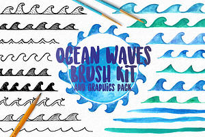 Ocean Waves Watercolor Brush Kit