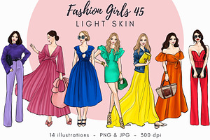 Fashion Girls 45- Light Skin Clipart