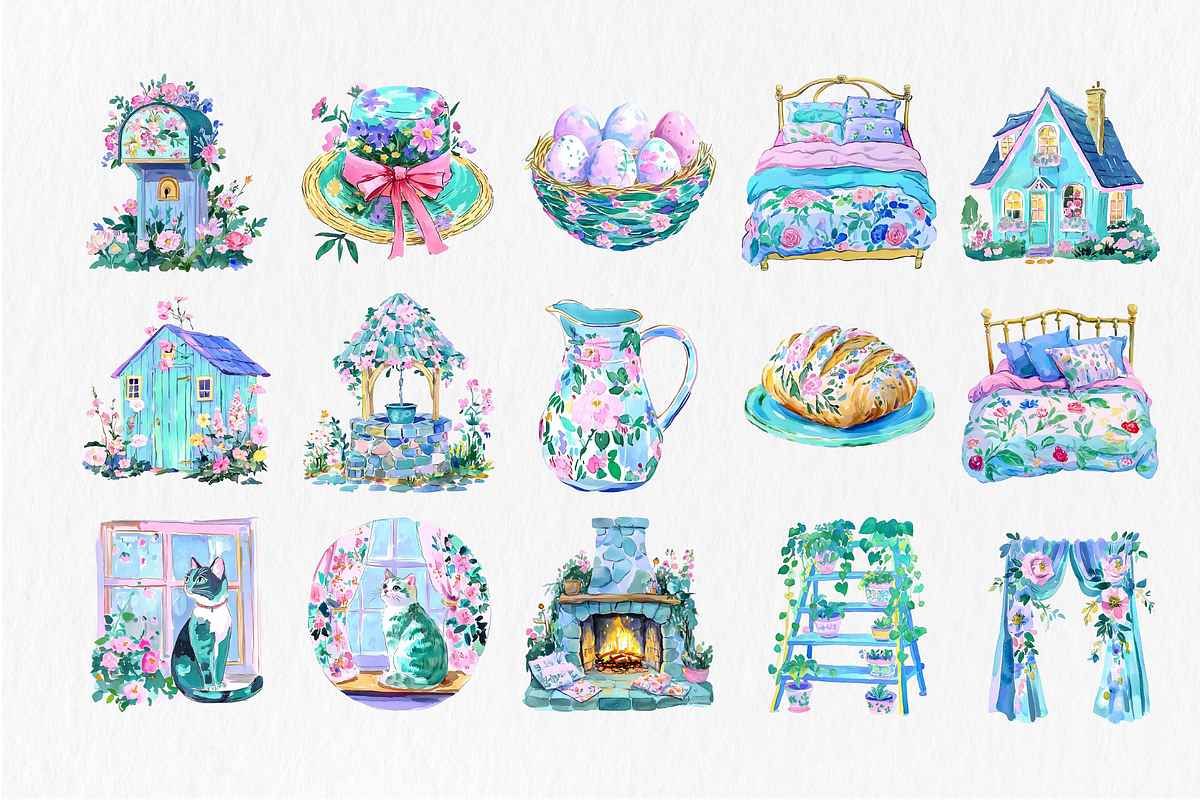Cottage Lifestyle Clipart Set, an Illustration by Libby Wishes (Photo 3 of 4)