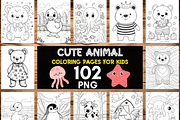 Cute Animal Coloring Pages for Kids, an Animal Illustration by LA Design (Thumbnail 1 of 10)