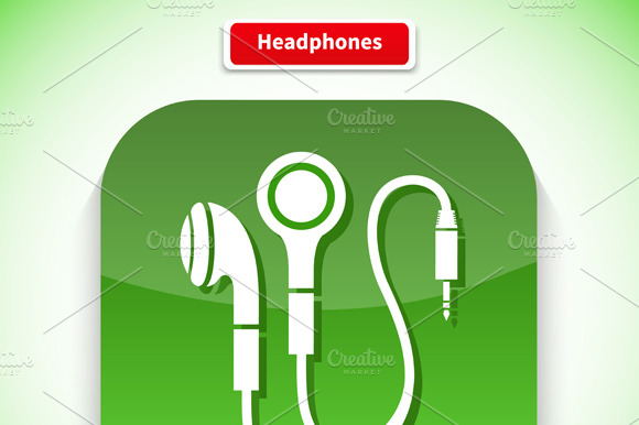 Headphone App Icon Flat Style Design