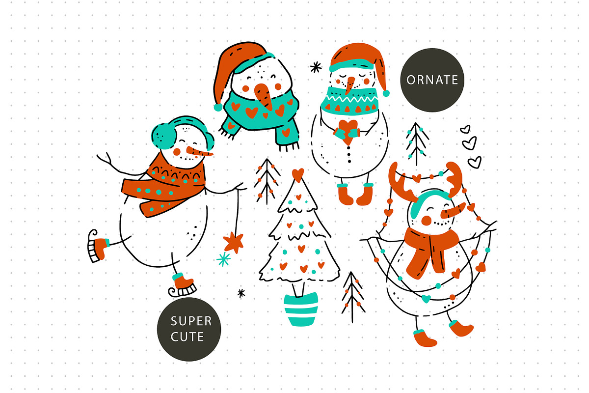 Snowman Christmas Graphic Pack., an Illustration by ClipArtRoom (Photo 2 of 6)