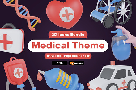 3d elements healthcare icon pack, an Object 3D Model by Guavanaboy