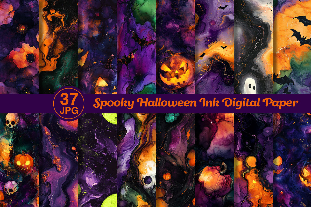 Spooky Halloween Ink Digital Paper, a Texture Graphic by Dream Creation (Photo 1 of 7)