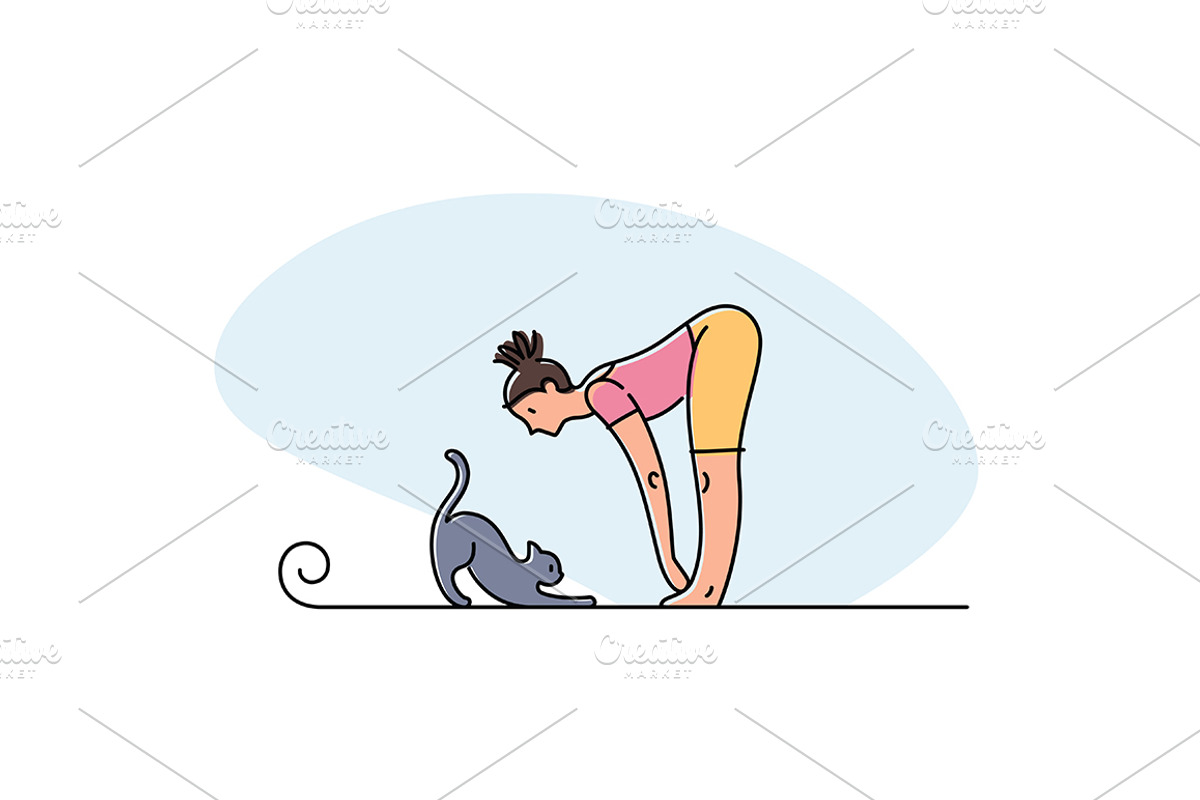 Yoga practice & cat illustration set, a Healthcare Illustration by tetiana.svirska (Photo 2 of 17)
