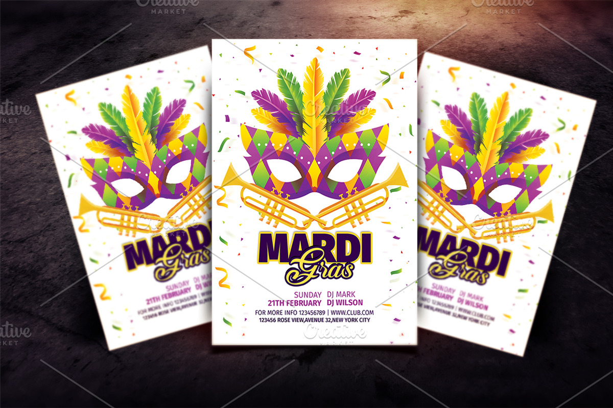 Mardi Gras Carnival Invitation/Flyer, a Flyer Template by Madhabi Studio (Photo 5 of 5)