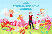 Enchanted Love Garden – Watercolor, a Seasonal Illustration by CreativeValuation (Thumbnail 1 of 12)