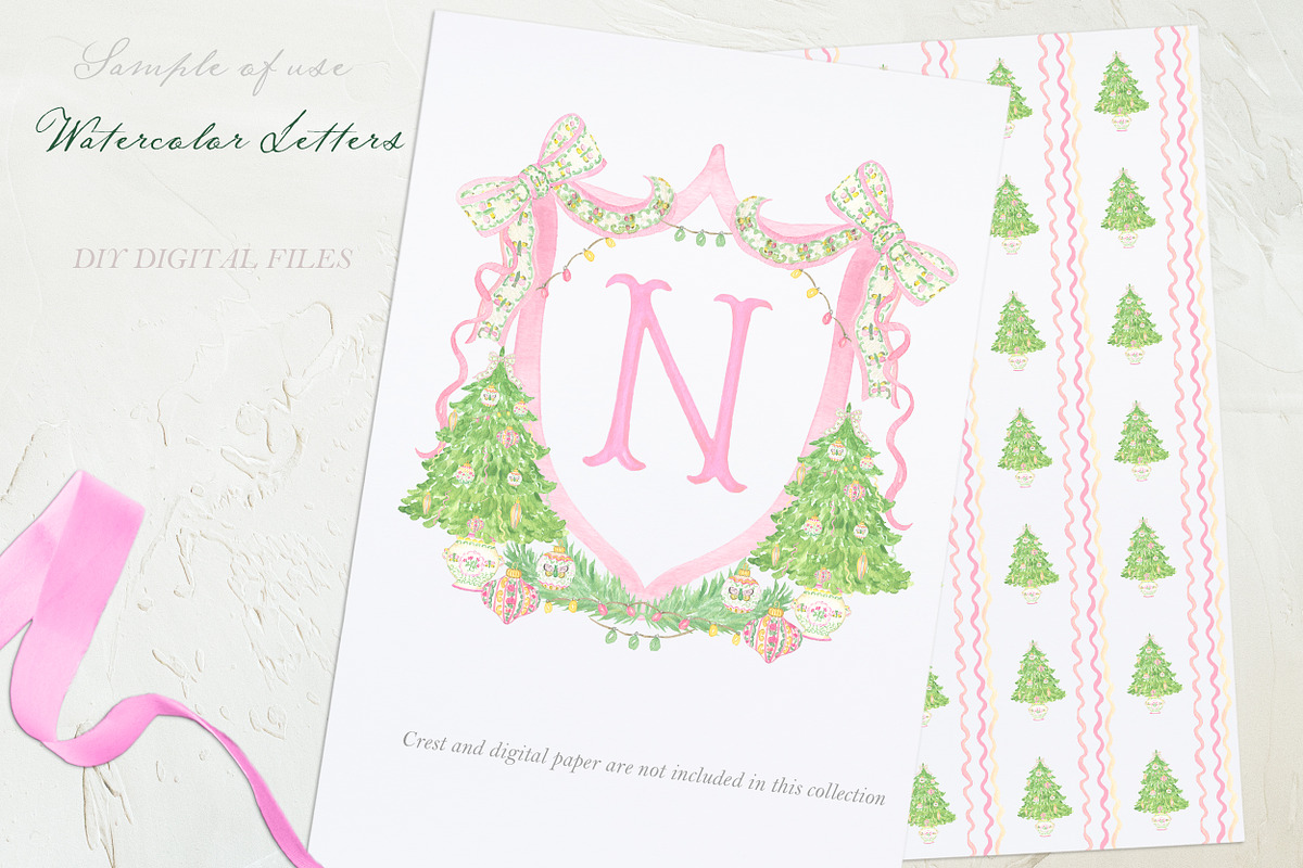 Watercolor letters numbers, a Decorative Illustration by LABFcreations (Photo 2 of 3)