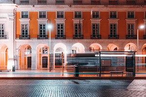 Lisbon bus stop at night, a Transportation Photo by SkyNext
