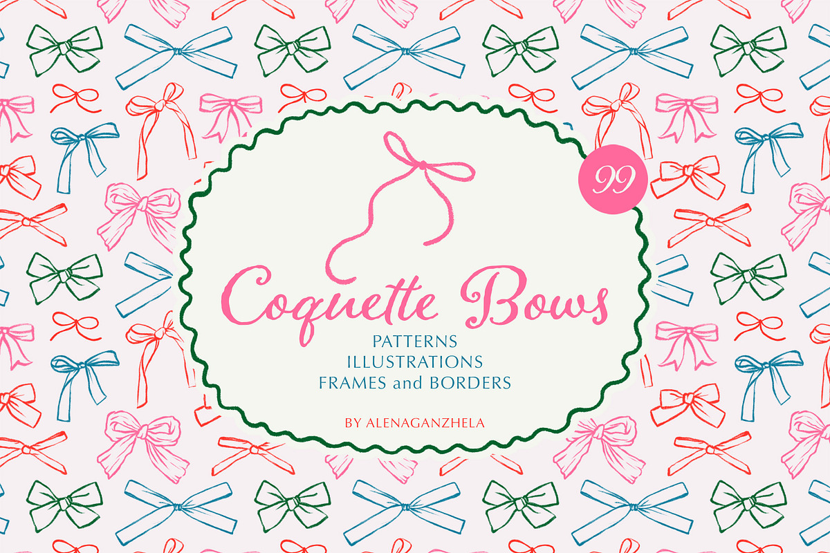 COQUETTE BOWS - patterns & cliparts, a Pattern Graphic by alenaganzhela (Photo 1 of 14)