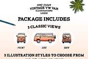 Hand Drawn Vintage VW Van Package, an Illustration by Walking_Designs (Thumbnail 2 of 3)