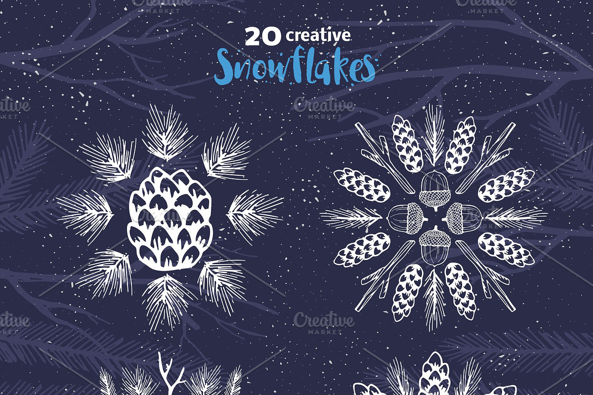 Christmas set. SNOWFLAKE. Winter., an Illustration by OlgaAlekseenko (Photo 2 of 4)