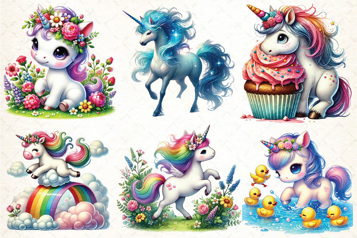 Watercolor Unicorn Cute Horse, an Illustration by DreamCafeArt (Photo 3 of 4)