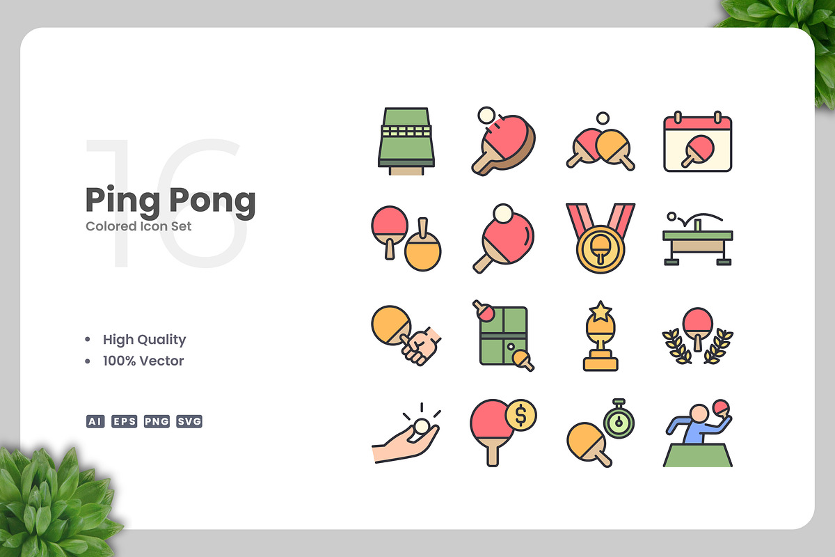 Ping Pong Colored Icons, an Icon by Upnowgraphic