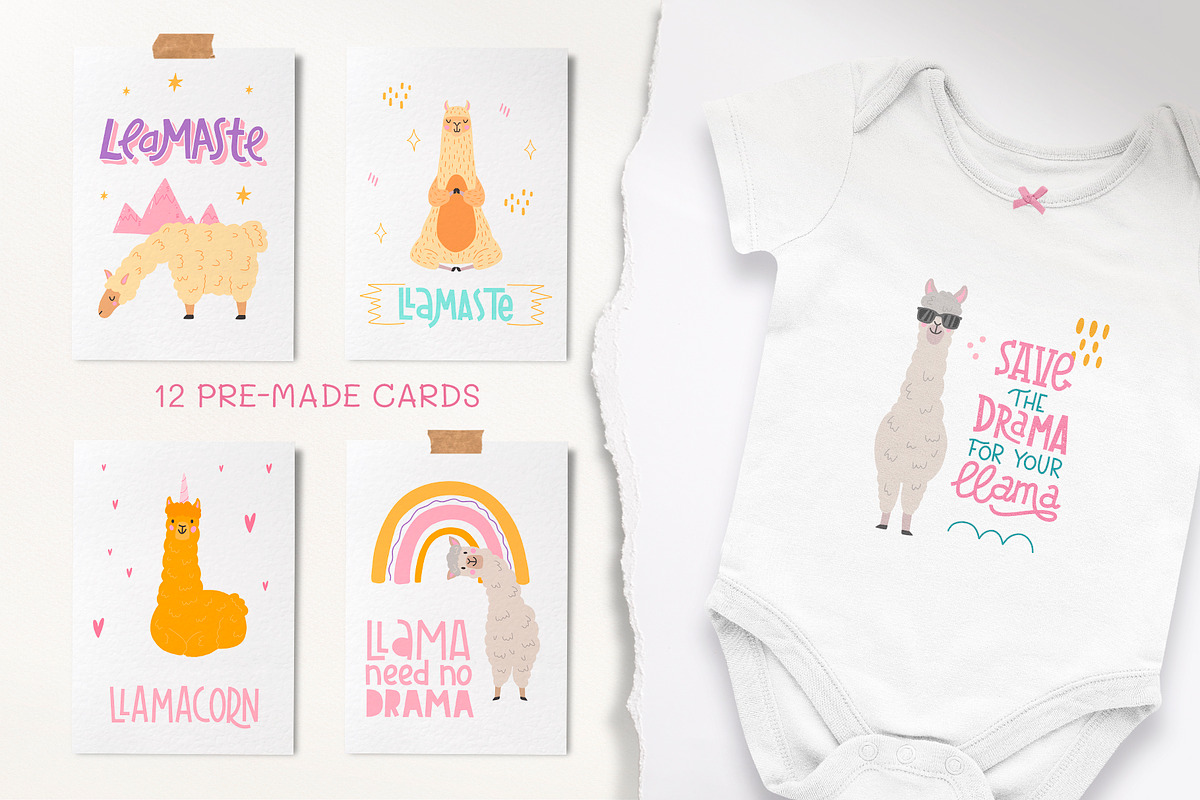 Llama - collection. Pattern and card, an Illustration by Mariart_i (Photo 6 of 9)