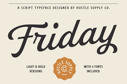 Friday Script, a Script Font by Hustle Supply Co.