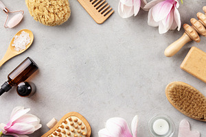 Spa Wellness Frame with Natural Beauty Tools and Copy Space, a Health & Medical Photo by Natalia Klenova's Shop