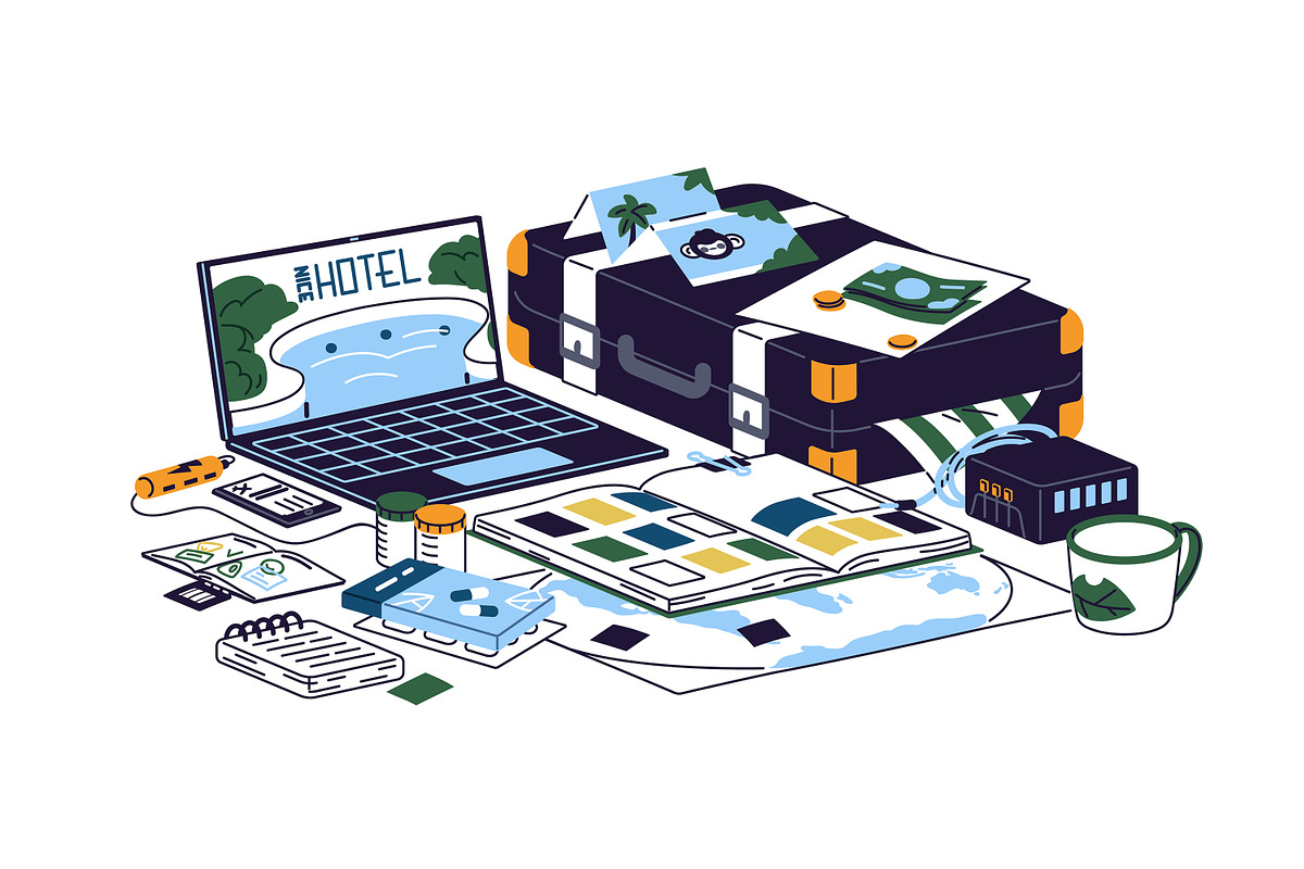 Baggage for travel set, banners, an Object Illustration by PaperTrident (Photo 7 of 11)