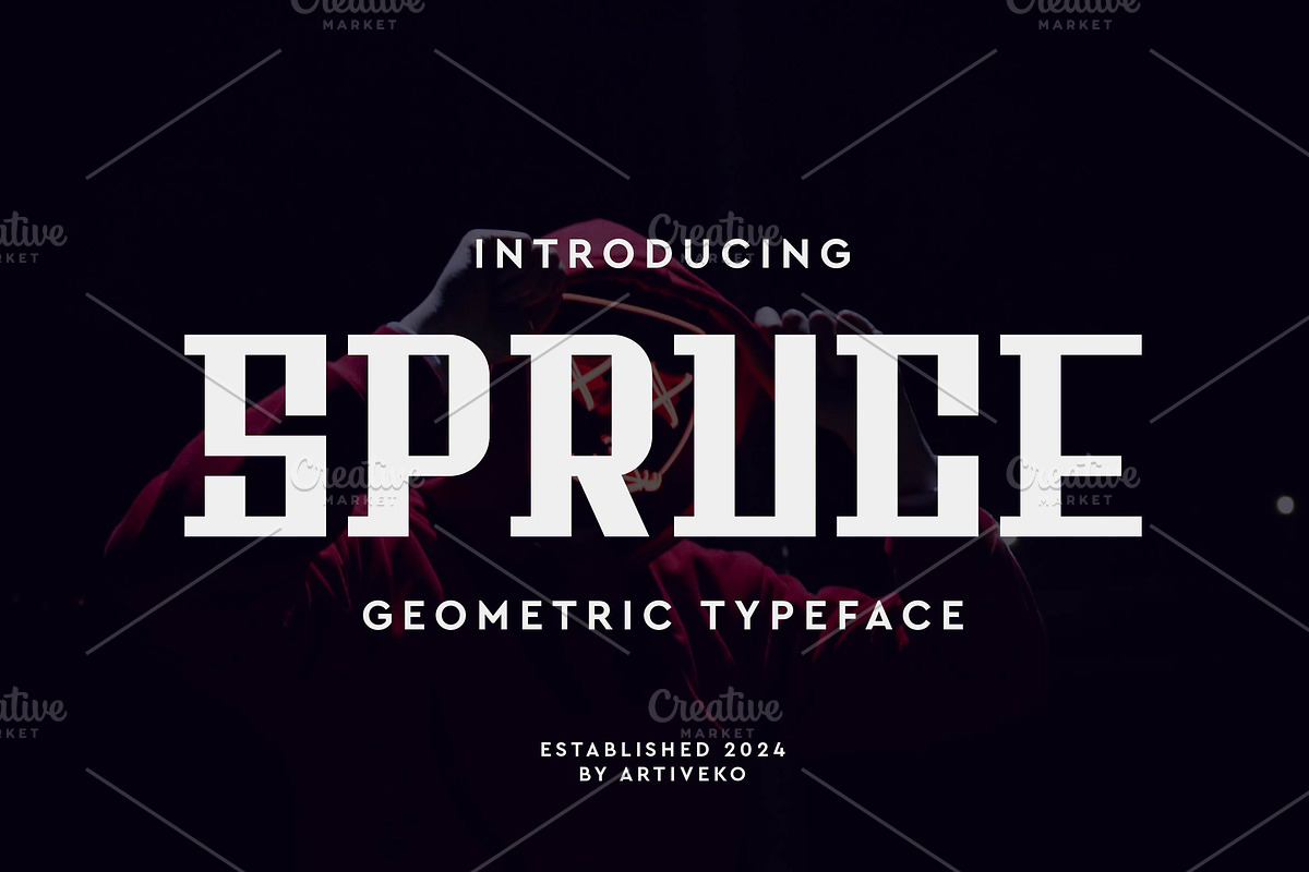 Spruce Geometric Font, a Sans Serif Font by Artiveko (Photo 1 of 4)