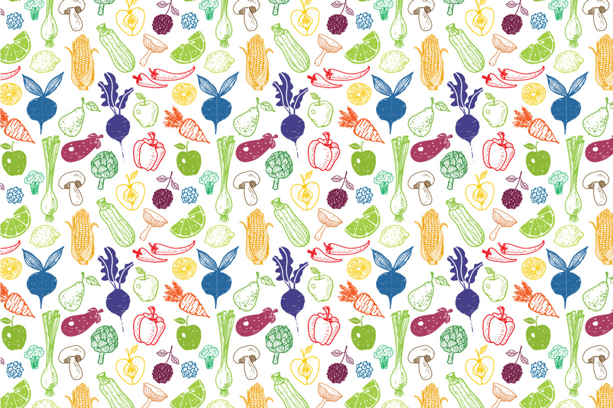 Fruits and vegetables doodles, a Food Illustration by Elina_Li (Photo 18 of 20)