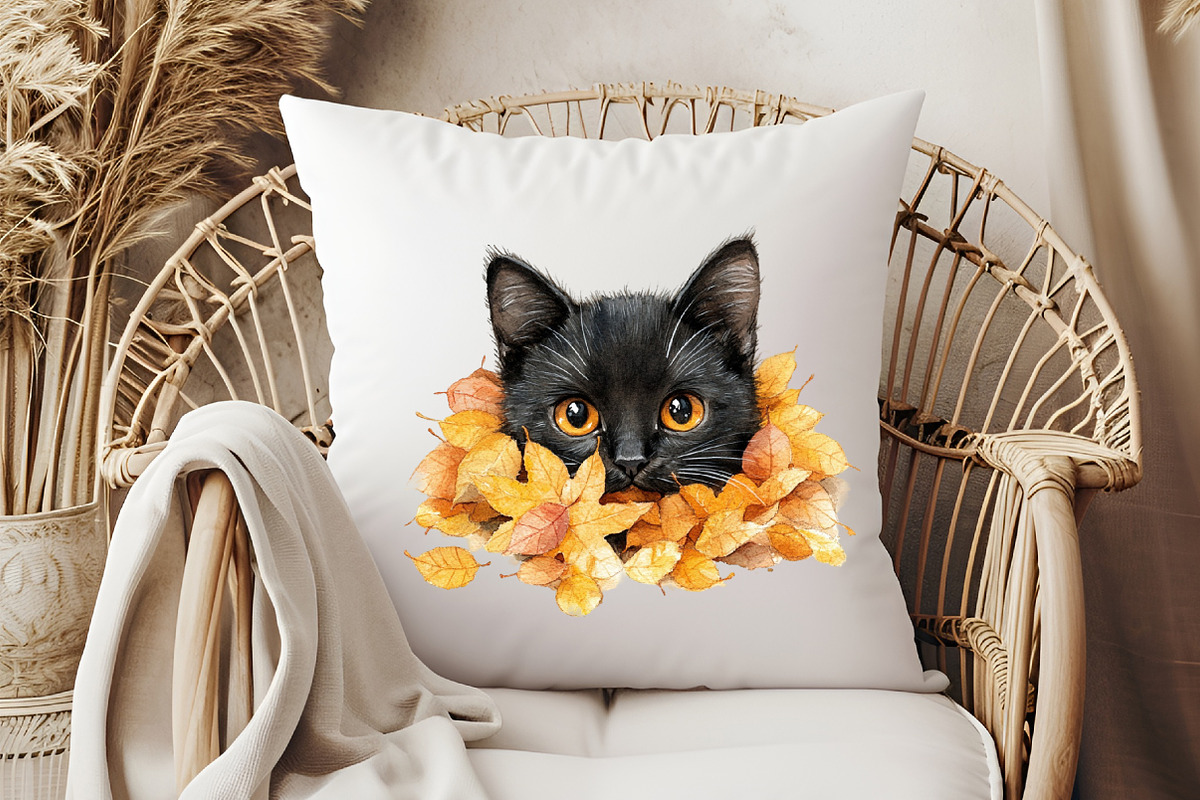 Funny Autumn Black Cat Clipart, an Illustration by Pixels.Craft (Photo 7 of 7)