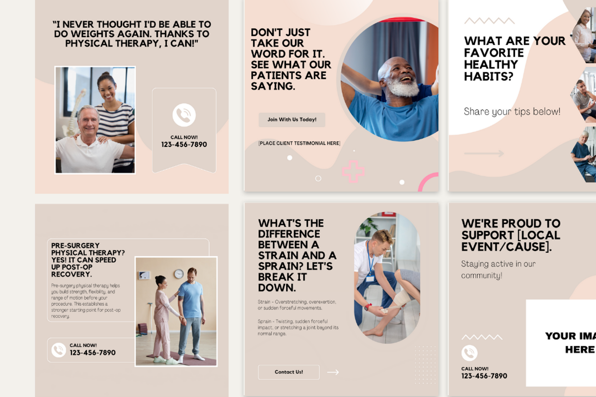 Physical Therapy Social Media Posts, a Social Media Template by Local Marketing Templates (Photo 4 of 10)