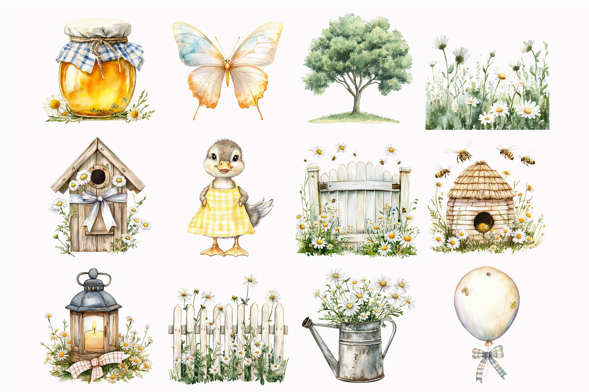 Honey Goose Watercolor Clipart, a Seasonal Illustration by Design Market (Photo 4 of 5)