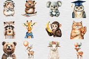 Watercolor Funny Animals Clipart, an Illustration by Black Bird Studio (Thumbnail 6 of 6)