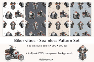 Biker vibes Patterns & Clipart, a Person Illustration by GoldmoonUA