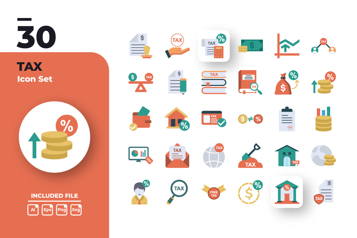 Taxes Icons Set, a Solid Icon by yuanesei