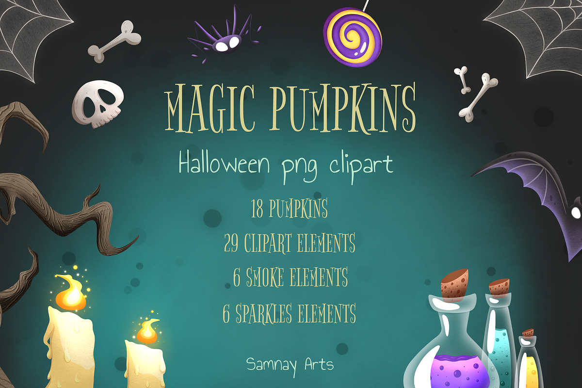 Magic Pumpkins Halloween Clipart, an Illustration by Samnay Arts (Photo 10 of 10)