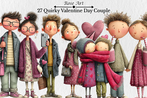 Quirky Valentine Day Couple Clipart, a Seasonal Illustration by Rose Art