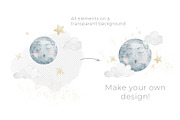 Watercolor Moon Sun Nursery Clipart, an Illustration by Alisles (Thumbnail 11 of 12)