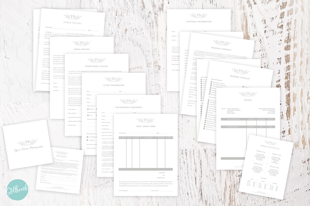 Photographer Contract Forms, a Stationery Template by Stillbrook Designs (Photo 1 of 2)