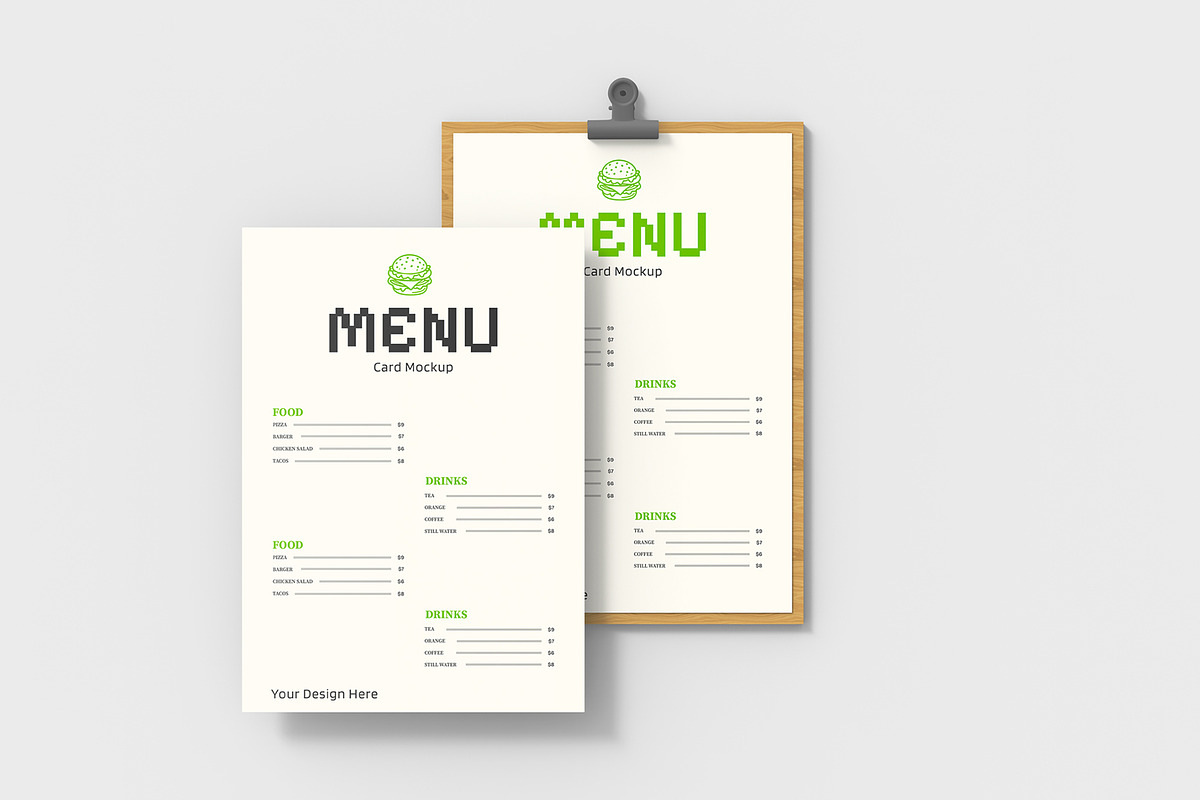 Food Menu Card Mockup Set, a Product Mockup by graphypix (Photo 1 of 4)