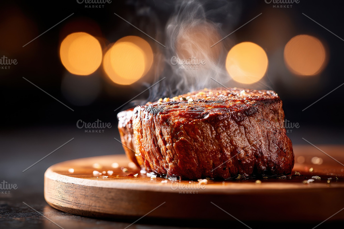 Grilled steak on wooden board, a Food & Drink Photo by AlyaAnd (Photo 2 of 2)