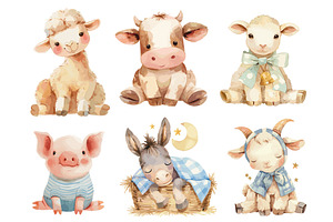 Watercolor farm animals. Cartoon, an Animal Illustration by Stock-Smart-Start