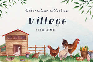Village watercolor clipart