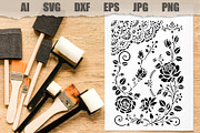 Stencil Vintage Rose Floral Ornament, an Object Illustration by MARYCRAFTIRIA (Thumbnail 2 of 3)