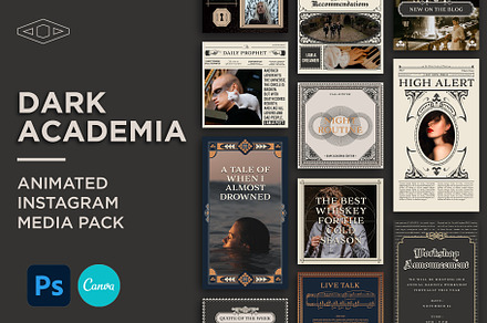 Dark Academia IG Kit in PSD & CANVA