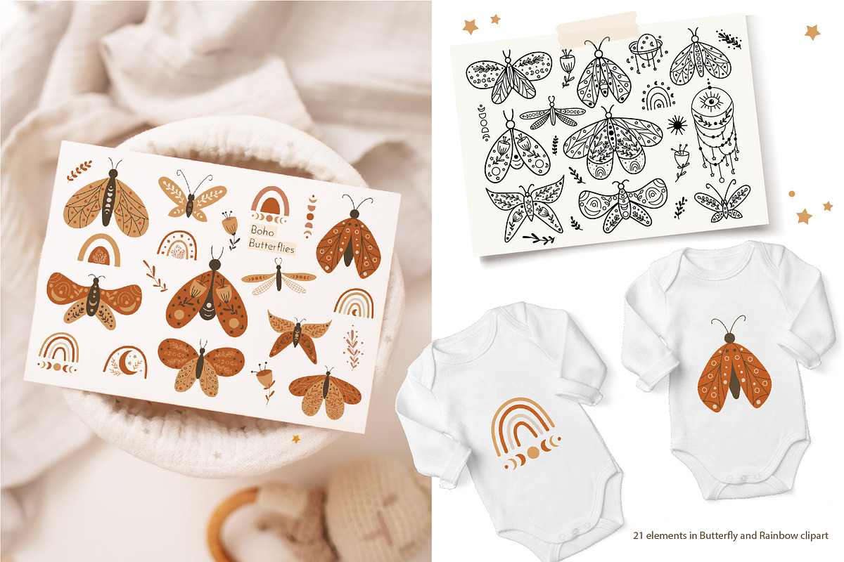 Boho Florals and Butterflies Bundle, an Illustration by DearLetters (Photo 5 of 16)