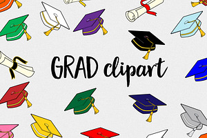 Graduation clipart - caps/diplomas 